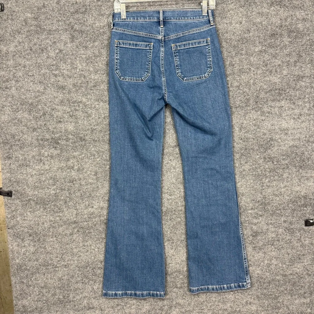 Gap 70s Flare High Rise Jeans Womens 26 2 Medium Indigo Patch Pocket Denim - Picture 2 of 12
